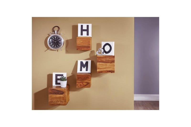 Vägghylla Wohnling Set med 4 massivt trä kub-optik väggmonterad modern - Förvaring - Hylla - Vägghylla