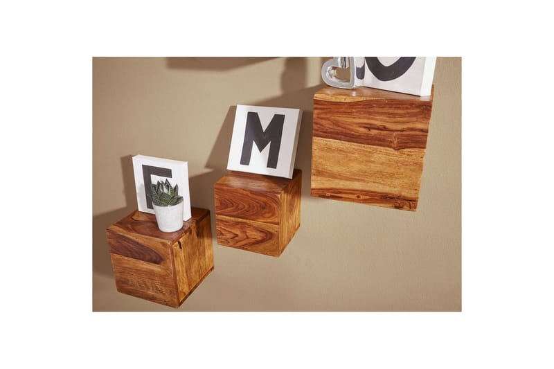 Vägghylla Wohnling Set med 4 massivt trä kub-optik väggmonterad modern - Förvaring - Hylla - Vägghylla