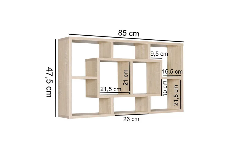 Vägghylla Wohnling PAOLA melaminbelagd MDF, förvaringshylla, väggmonterad, modern stil Sonoma - Sonoma - Förvaring - Hylla - Vägghylla