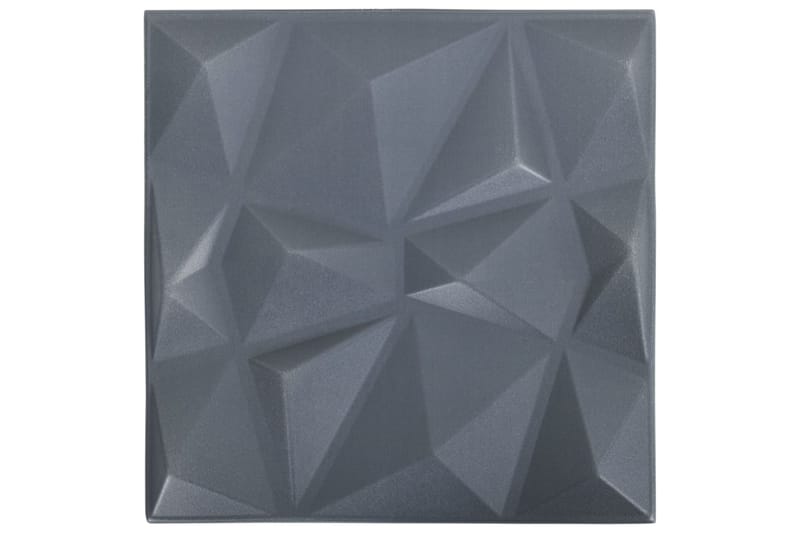 3D Väggpaneler 12 st 50x50 cm diamant grå 3 m² - Grå - Hus & renovering - Bygg - Golv, vägg & tak - Golv & väggbeklädnad - Väggpanel & panelskiva