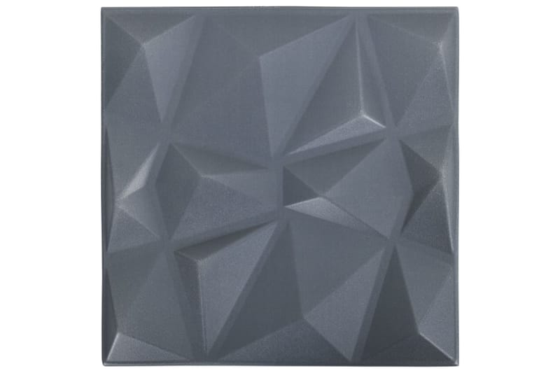 3D Väggpaneler 12 st 50x50 cm diamant grå 3 m² - Grå - Väggpanel & panelskiva - Innerpanel