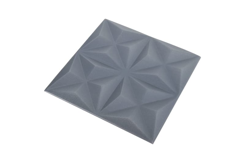 3D Väggpaneler 12 st 50x50 cm origami grå 3 m² - Grå - Väggpanel & panelskiva - Innerpanel