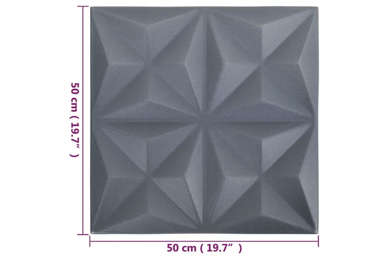3D Väggpaneler 12 st 50x50 cm origami grå 3 m² - Grå - Väggpanel & panelskiva - Innerpanel