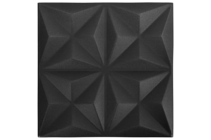3D Väggpaneler 12 st 50x50 cm origami svart 3 m² - Svart - Väggpanel & panelskiva - Innerpanel