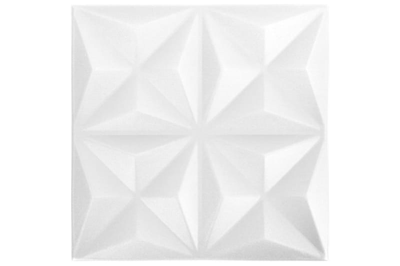 3D Väggpaneler 12 st 50x50 cm origami vit 3 m² - Vit - V�äggpanel & panelskiva - Innerpanel
