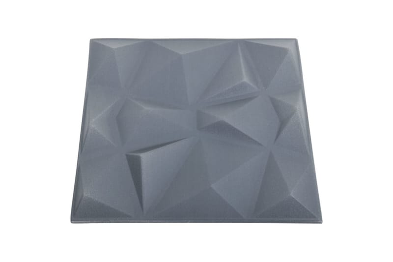 3D-väggpaneler 24 st 50x50 cm diamant grå 6 m² - Grå - Väggpanel & panelskiva - Innerpanel