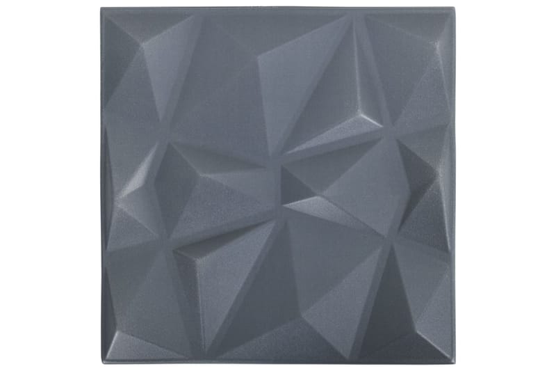 3D-väggpaneler 24 st 50x50 cm diamant grå 6 m² - Grå - Innerpanel - Väggpanel & panelskiva