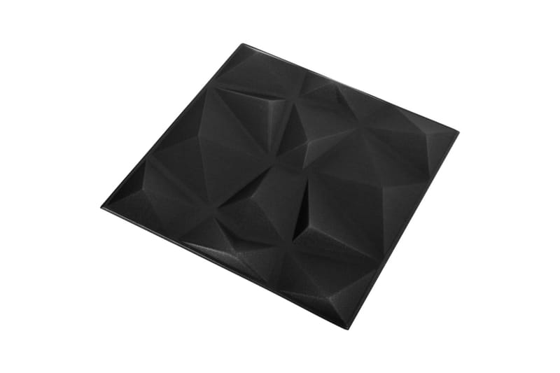 3D Väggpaneler 24 st 50x50 cm diamant svart 6 m² - Svart - Väggpanel & panelskiva - Innerpanel