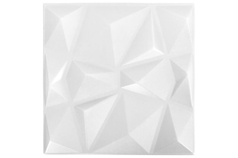 3D Väggpaneler 24 st 50x50 cm diamant vit 6 m² - Vit - Väggpanel & panelskiva - Innerpanel
