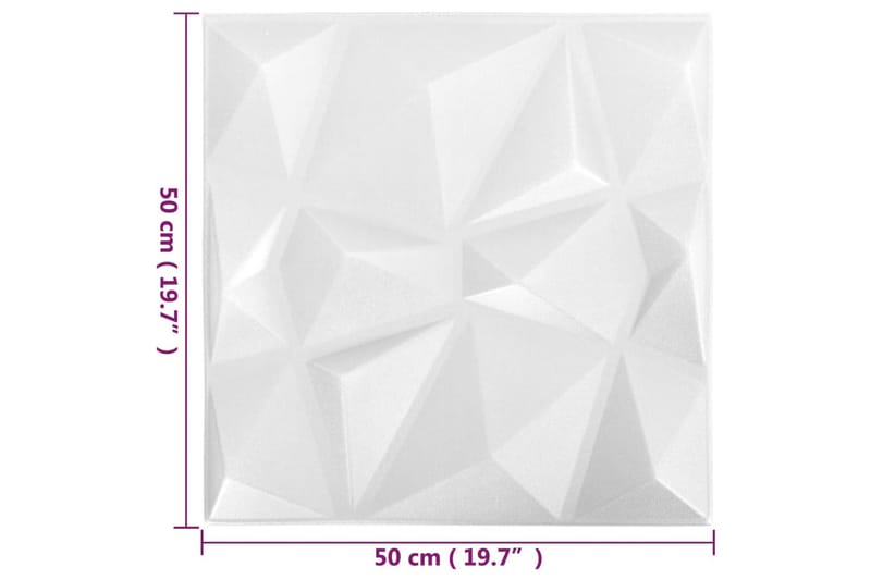 3D Väggpaneler 24 st 50x50 cm diamant vit 6 m² - Vit - Väggpanel & panelskiva - Innerpanel