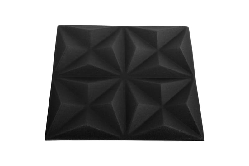 3D Väggpaneler 24 st 50x50 cm origami svart 6 m² - Svart - Väggpanel & panelskiva - Innerpanel