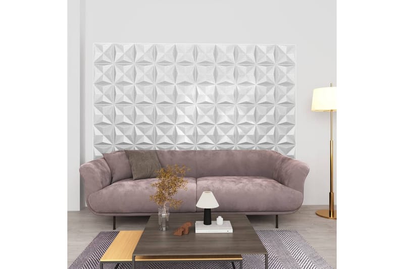 3D Väggpaneler 24 st 50x50 cm origami vit 6 m² - Vit - Hus & renovering - Bygg - Golv, vägg & tak - Golv & väggbeklädnad - Väggpanel & panelskiva