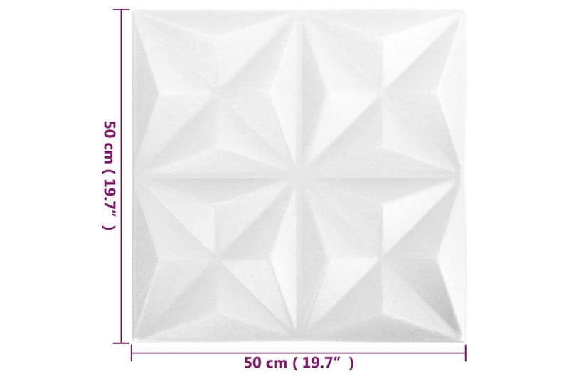 3D Väggpaneler 24 st 50x50 cm origami vit 6 m² - Vit - Väggpanel & panelskiva - Innerpanel