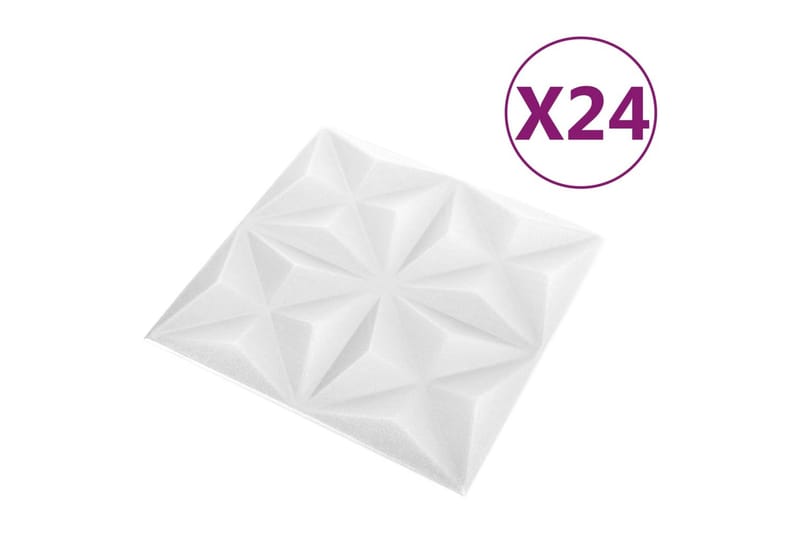 3D Väggpaneler 24 st 50x50 cm origami vit 6 m² - Vit - Innerpanel - Väggpanel & panelskiva