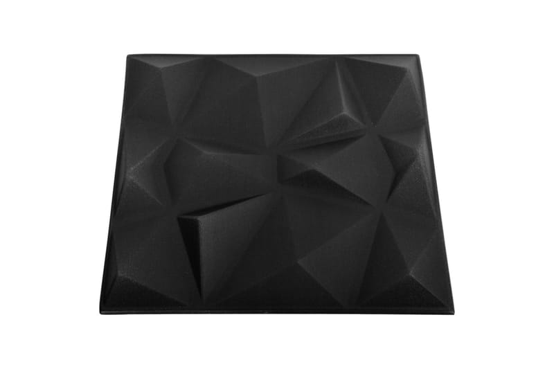 3D Väggpaneler 48 st 50x50 cm diamant svart 12 m² - Svart - Innerpanel - Väggpanel & panelskiva