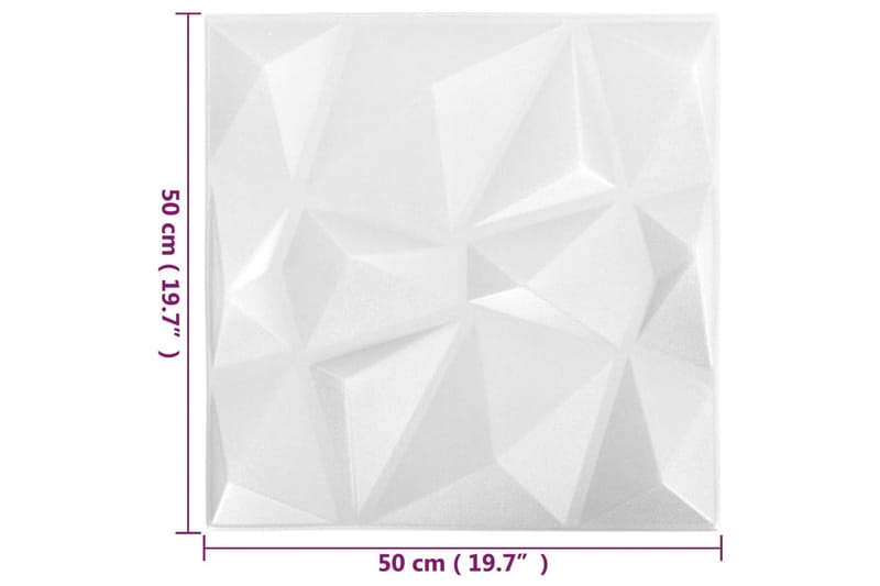 3D Väggpaneler 48 st 50x50 cm diamant vit 12 m² - Vit - Hus & renovering - Bygg - Golv, vägg & tak - Golv & väggbeklädnad - Väggpanel & panelskiva