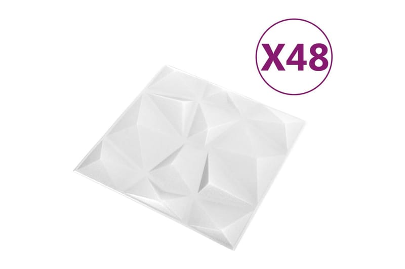 3D Väggpaneler 48 st 50x50 cm diamant vit 12 m² - Vit - Hus & renovering - Bygg - Golv, vägg & tak - Golv & väggbeklädnad - Väggpanel & panelskiva