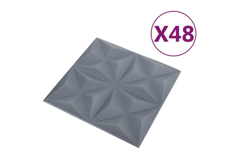 3D Väggpaneler 48 st 50x50 cm origami grå 12 m² - Grå - Innerpanel - Väggpanel & panelskiva