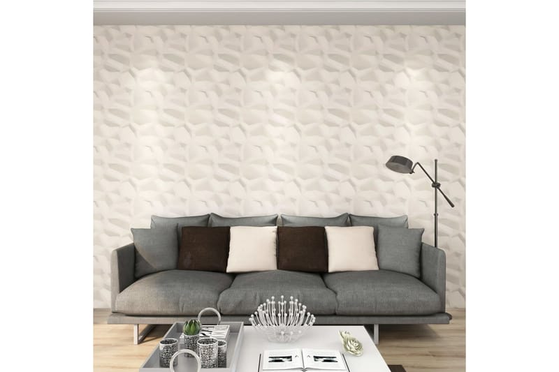 Väggpaneler 3D 12 st 0,5x0,5 m 3 m² - Vit - Hus & renovering - Bygg - Golv, vägg & tak - Golv & väggbeklädnad - Väggpanel & panelskiva