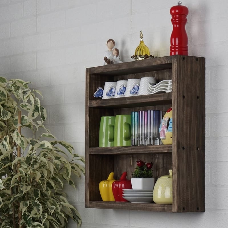 Velnor Dekorativ vägghylla 42x42x9 cm - Trä (naturlig träfinish) - Hus & renovering - Bygg - Golv, vägg & tak - Golv & väggbeklädnad - Väggskivor