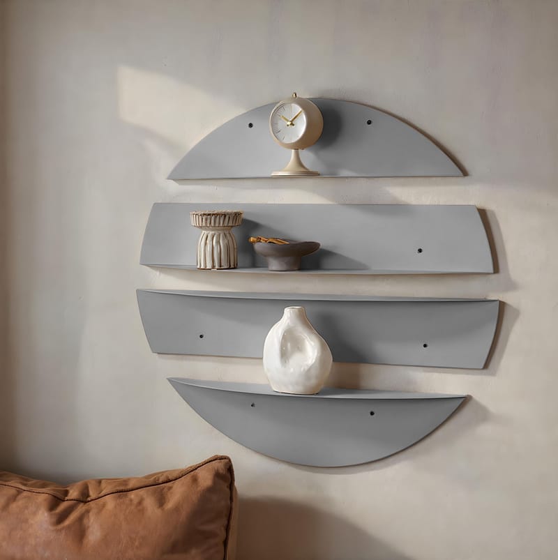 Zalvenn Vägghylla 76 cm Rund - Grå - Förvaring - Hylla - Vägghylla