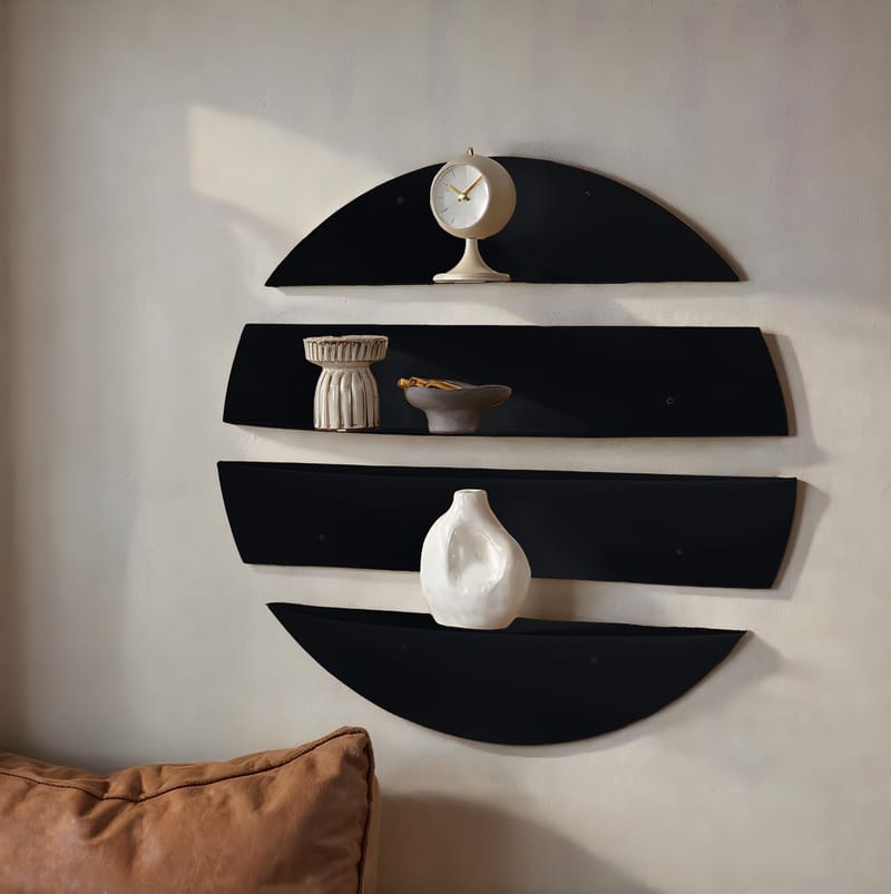 Zalvenn Vägghylla 76 cm Rund - Svart - Förvaring - Hylla - Vägghylla