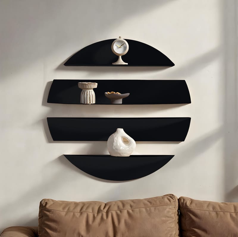 Zalvenn Vägghylla 76 cm Rund - Svart - Förvaring - Hylla - Vägghylla