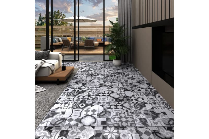 Golvbrädor i PVC 5,26 m² 2 mm grå mönster - Grå - Trall balkong - Vinylgolv & plastgolv - Golvplattor & plasttrall