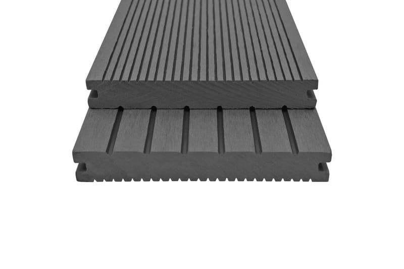 WPC massiva golvplattor med tillbehör 10 m² 2,2 m grå - Grå - Trall balkong - Vinylgolv & plastgolv - Golvplattor & plasttrall