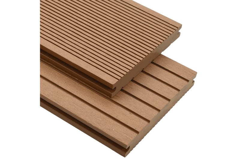 WPC massiva golvplattor med tillbehör 10 m² 2,2 m teak - Brun - Trall balkong - Vinylgolv & plastgolv - Golvplattor & plasttrall