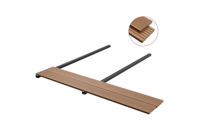 WPC massiva golvplattor med tillbehör 10 m² 2,2 m teak - Brun - Hus & renovering - Bygg - Golv, vägg & tak - Golv - Vinylgolv & plastgolv