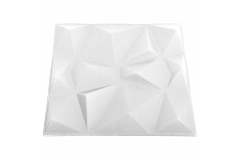 beBasic 3D Väggpaneler 12 st 50x50 cm diamant vit 3 m² - White - Väggpanel & panelskiva - Innerpanel