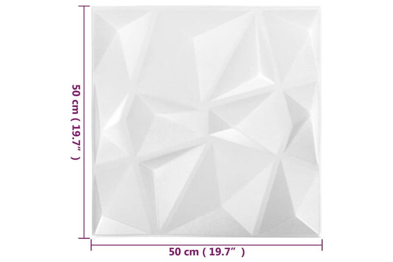 beBasic 3D Väggpaneler 12 st 50x50 cm diamant vit 3 m² - White - Hus & renovering - Bygg - Golv, vägg & tak - Golv & väggbeklädnad - Väggpanel & panelskiva
