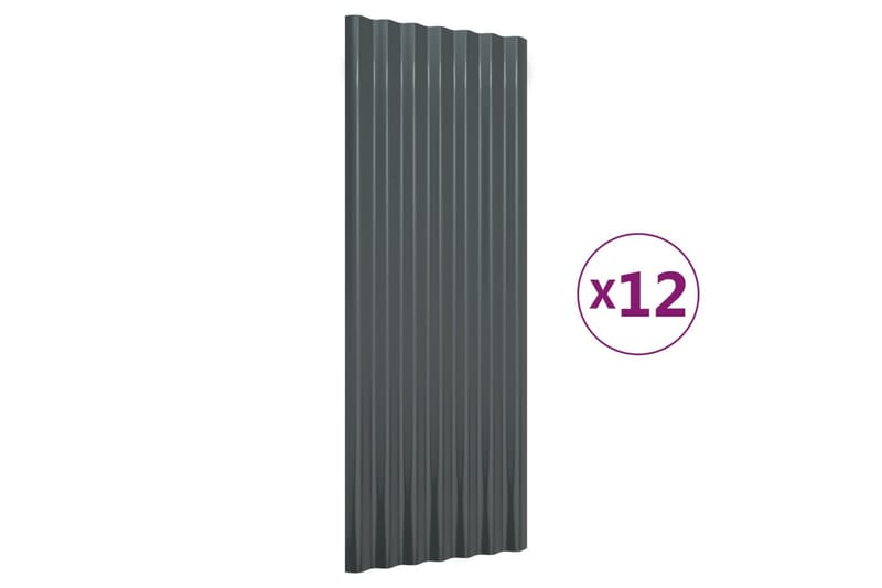 Takplåt 12 st pulverlackerat stål antracit 100x36 cm - Hus & renovering - Bygg - Golv, vägg & tak - Skivmaterial & byggskiva - Takpanel & takskiva