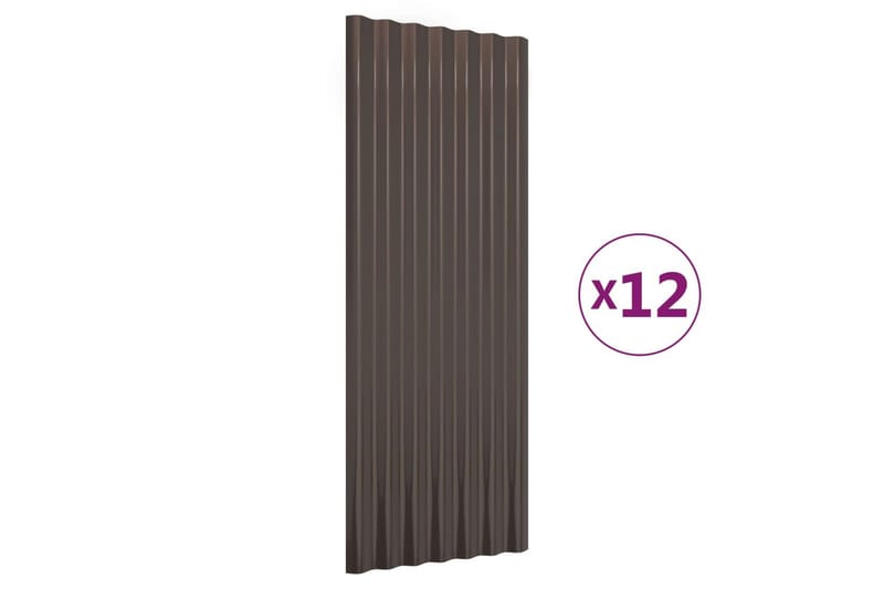 Takplåt 12 st pulverlackerat stål brun 100x36 cm - Hus & renovering - Bygg - Golv, vägg & tak - Skivmaterial & byggskiva - Takpanel & takskiva