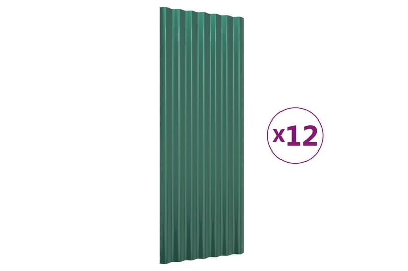Takplåt 12 st pulverlackerat stål grön 100x36 cm - Hus & renovering - Bygg - Golv, vägg & tak - Skivmaterial & byggskiva - Takpanel & takskiva