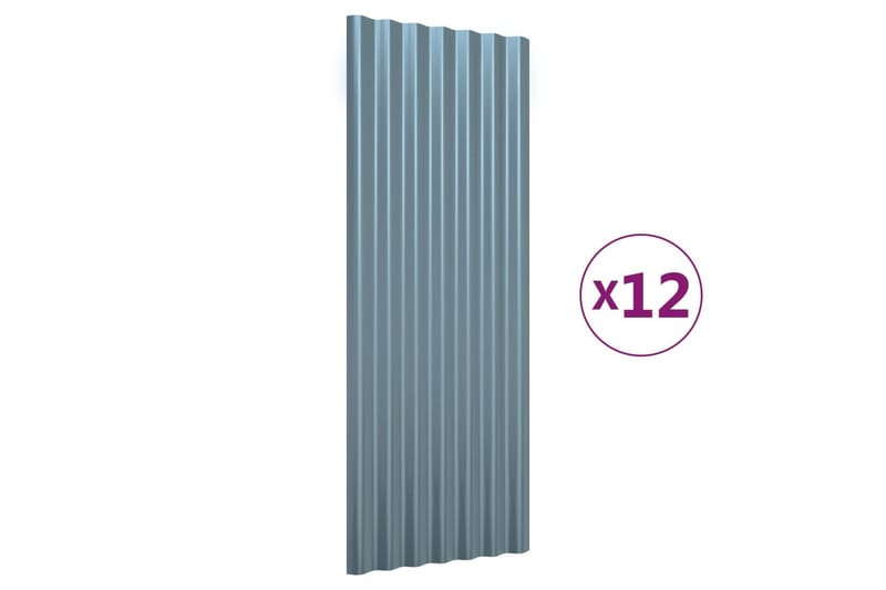 Takplåt 12 st pulverlackerat stål grå 100x36 cm - Hus & renovering - Bygg - Golv, vägg & tak - Skivmaterial & byggskiva - Takpanel & takskiva