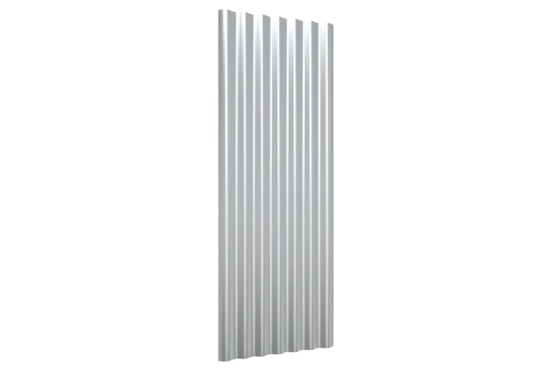 Takplåt 12 st pulverlackerat stål silver 100x36 cm - Hus & renovering - Bygg - Golv, vägg & tak - Skivmaterial & byggskiva - Takpanel & takskiva
