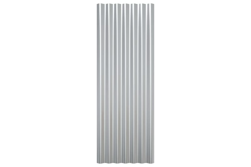 Takplåt 12 st pulverlackerat stål silver 100x36 cm - Takpanel & takskiva