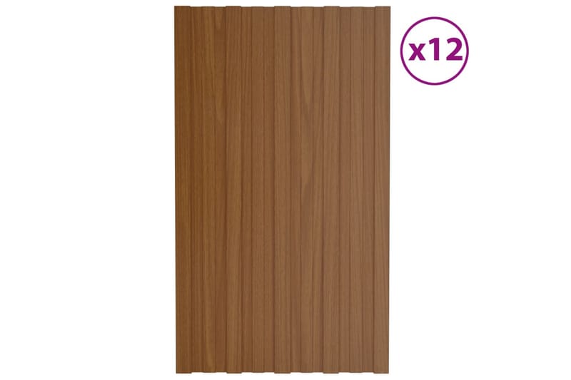 Takprofiler 12 st galvaniserat stål brun 80x45 cm - Hus & renovering - Bygg - Golv, vägg & tak - Skivmaterial & byggskiva - Takpanel & takskiva