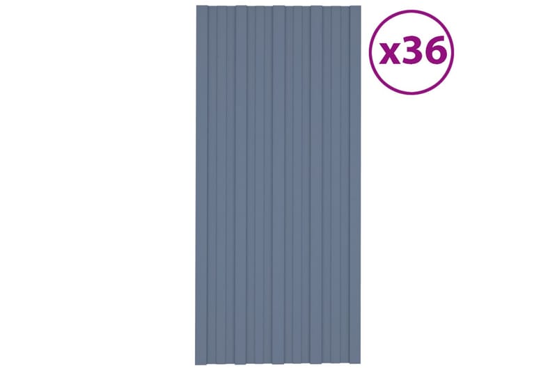 Takprofiler 36st galvaniserat stål grå 100x45 cm - Takpanel & takskiva