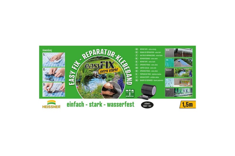 Reparationstejp Heissner EasyFix 150 x 10 cm Svart - Svart - Hus & renovering - Bygg - Spik, skruv & infästning