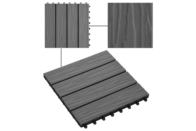 Trall 11 st djupt mönster WPC 30x30 cm 1 kvm grå - Grå - Altangolv & altandäck - Trall balkong - Utegolv & trallgolv - Trätrall & golvtrall