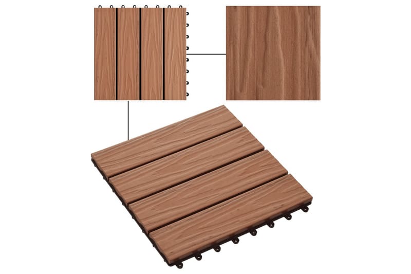 Trall 11 st djupt mönster WPC 30x30 cm 1 kvm ljusbrun - Brun - Altangolv & altandäck - Trall balkong - Utegolv & trallgolv - Trätrall & golvtrall