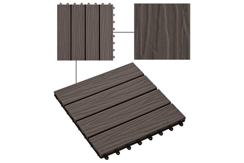 Trall 11 st djupt mönster WPC 30x30 cm 1 kvm mörkbrun - Brun - Altangolv & altandäck - Trall balkong - Utegolv & trallgolv - Trätrall & golvtrall