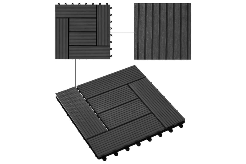Trall 11 st WPC 30x30 cm 1 kvm svart - Svart - Hus & renovering - Bygg - Trä & virke - Trall & trallvirke - Trätrall & golvtrall