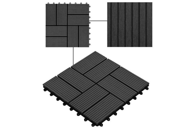 Trall 11 st WPC 30x30 cm 1 kvm svart - Svart - Hus & renovering - Bygg - Trä & virke - Trall & trallvirke - Trätrall & golvtrall