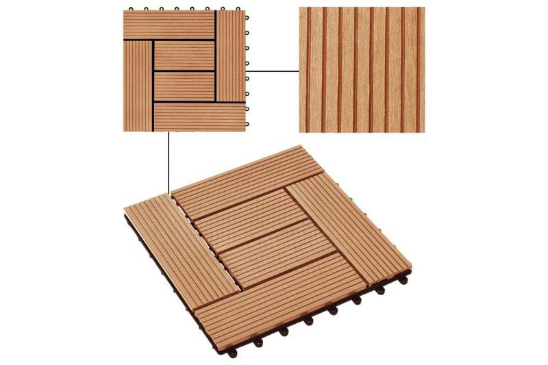 Trall 11 st WPC 30x30 cm 1 kvm teakfärg - Brun - Hus & renovering - Bygg - Trä & virke - Trall & trallvirke - Trätrall & golvtrall