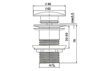 Bottenventil för handfat Rund 6,2 cm Guld - Hus & renovering - Bygg - Vatten & avlopp - Vattenlås - Bottenventil handfat