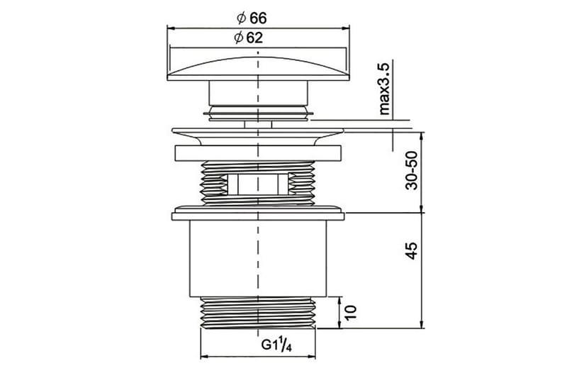 Bottenventil för handfat Rund 6,6 cm Krom - Lyfco - Bottenventil handfat - Bottenventil tvättställ